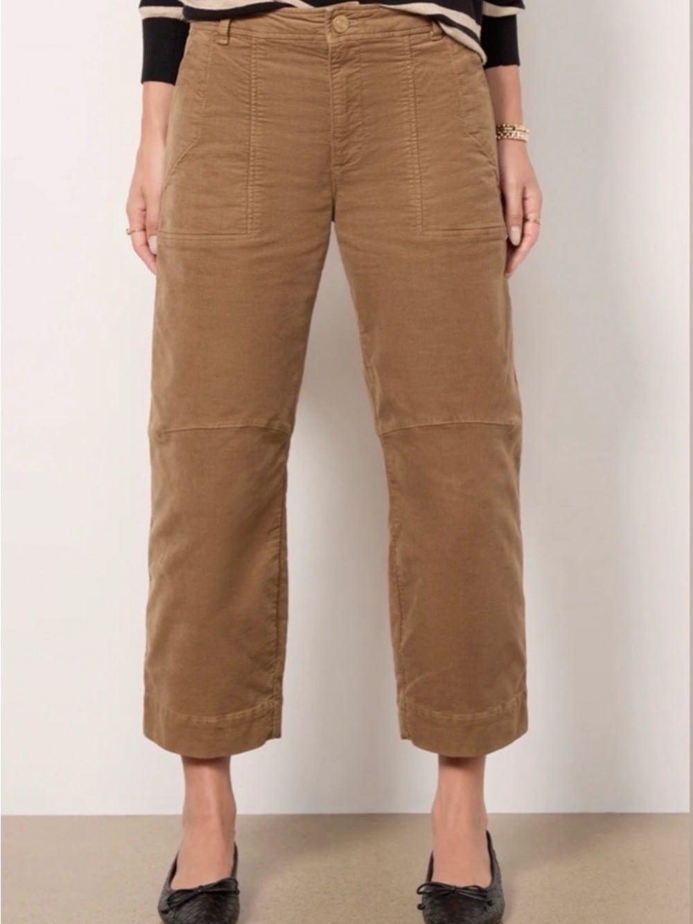 Kut from the Kloth Cropped Wide-Leg Corduroy Pants in Camel